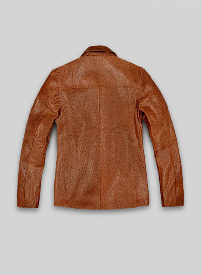 Tan Brown Ostrich Leather Hipster Jacket #2
