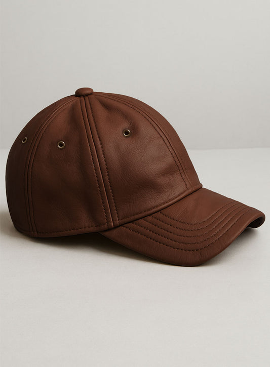Tan Brown Leather Sport Cap