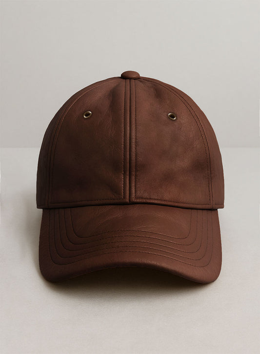 Tan Brown Leather Sport Cap