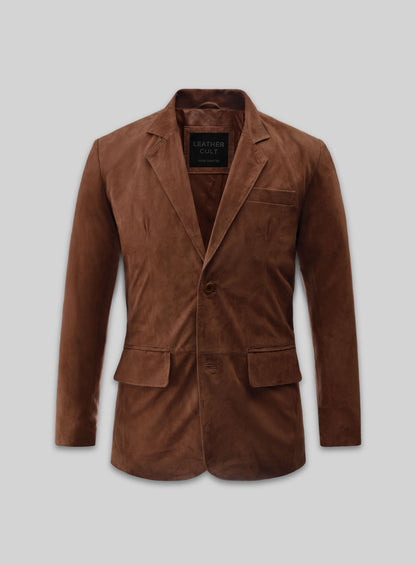 Tan Brown Suede Leather Blazer