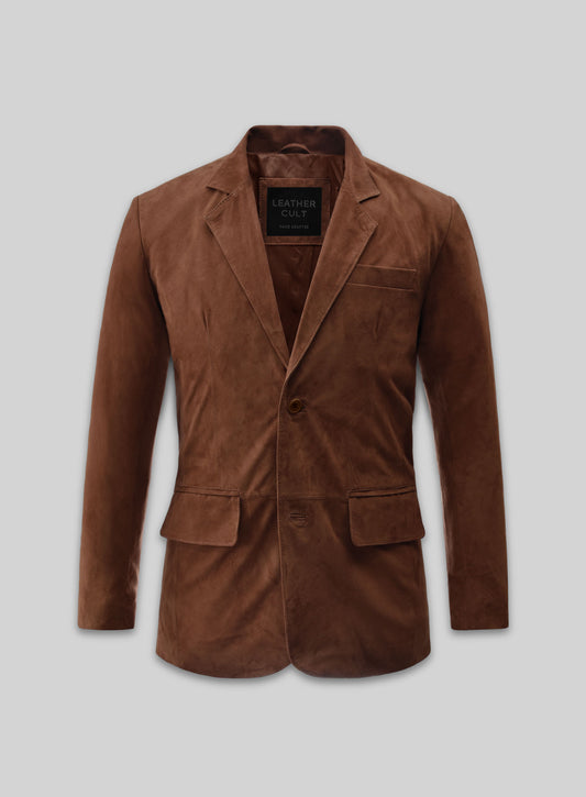 Tan Brown Suede Leather Blazer