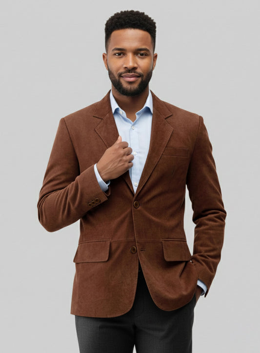 Tan Brown Suede Leather Blazer