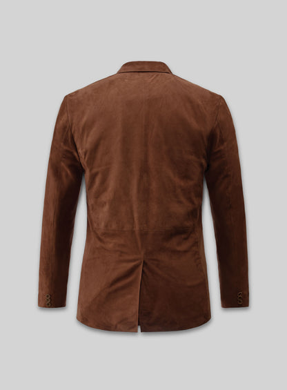 Tan Brown Suede Leather Blazer