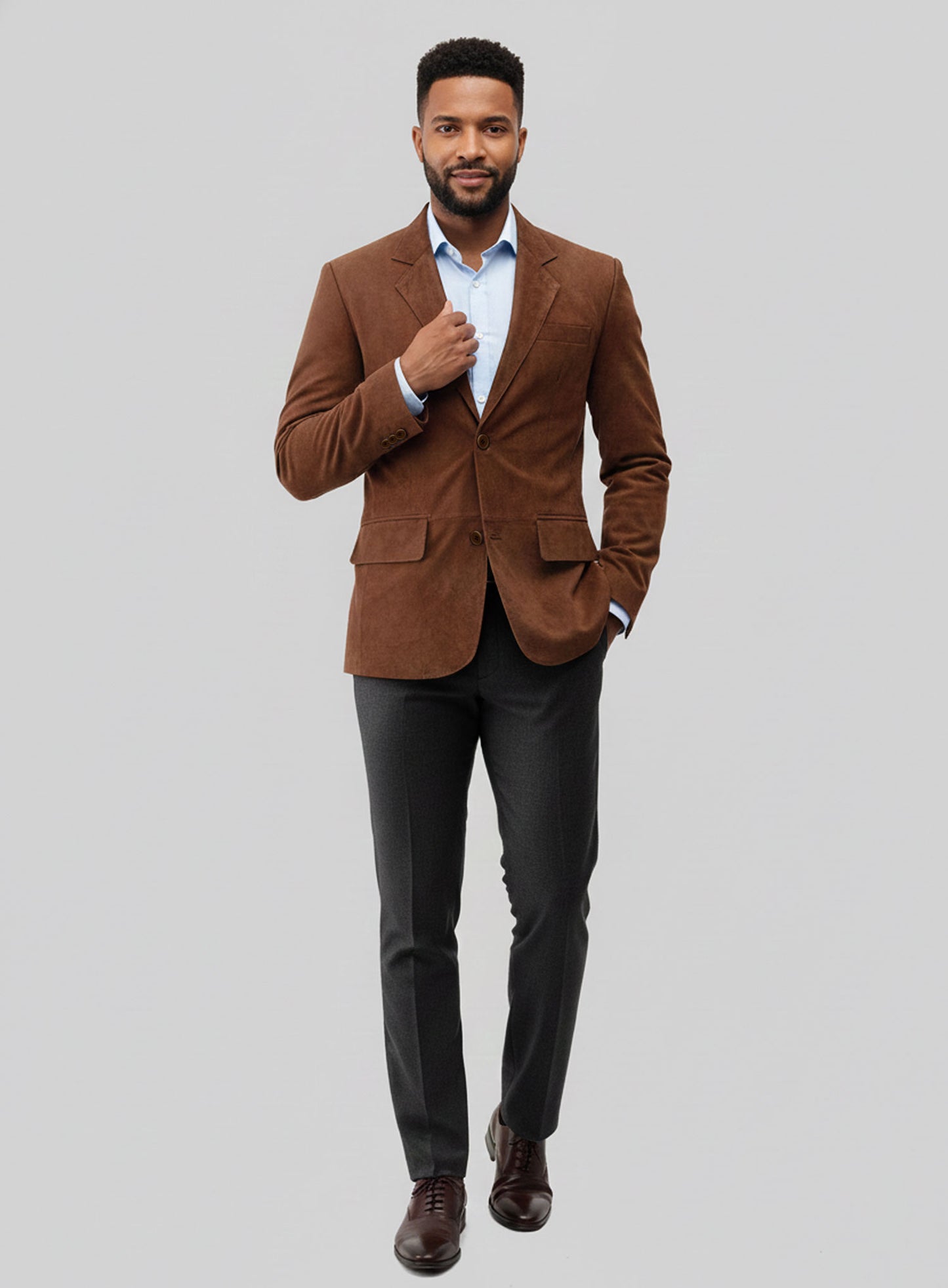 Tan Brown Suede Leather Blazer