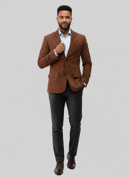 Tan Brown Suede Leather Blazer