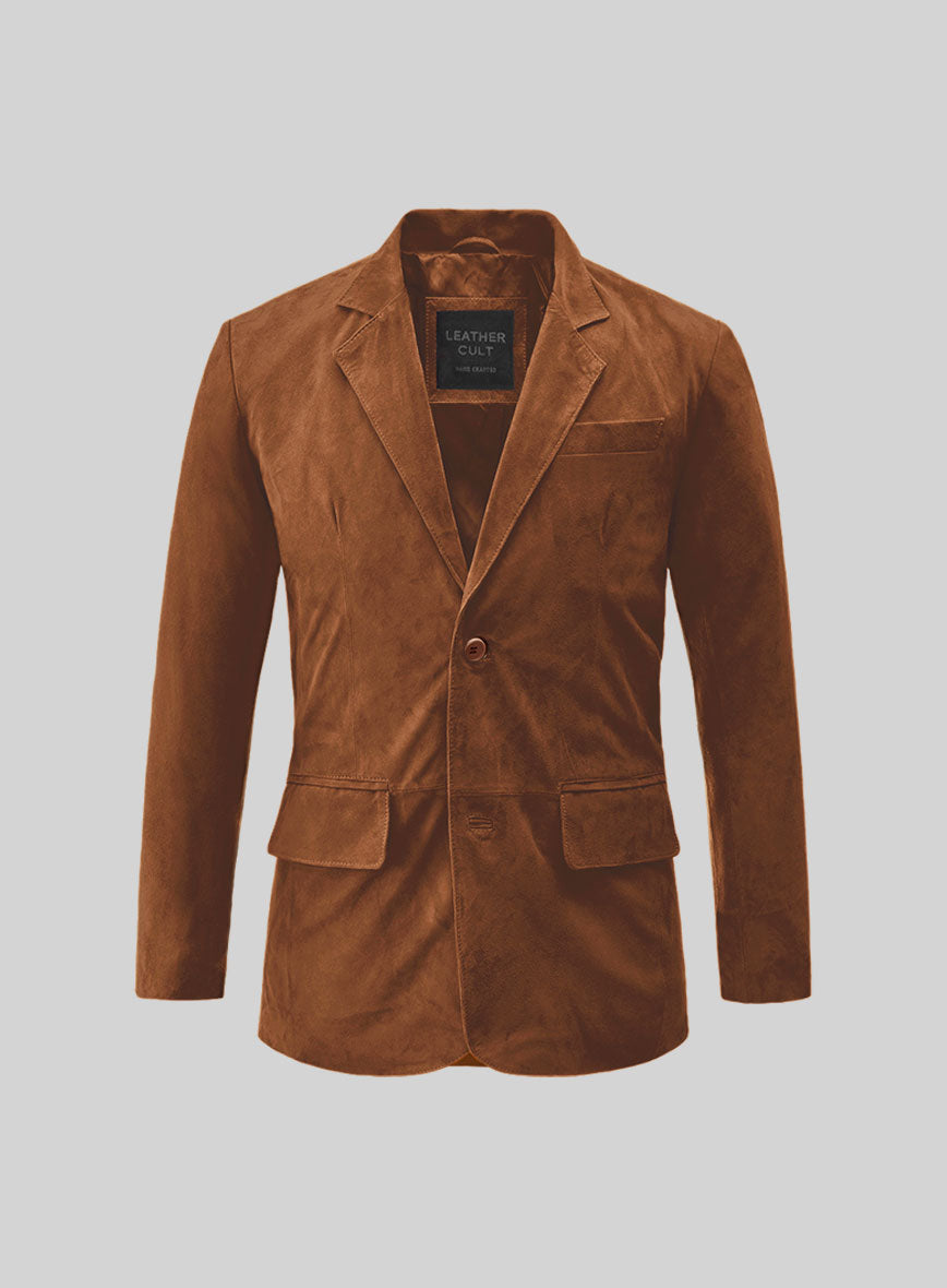 Tan Brown Suede Leather Blazer