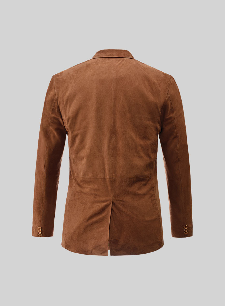 Tan Brown Suede Leather Blazer