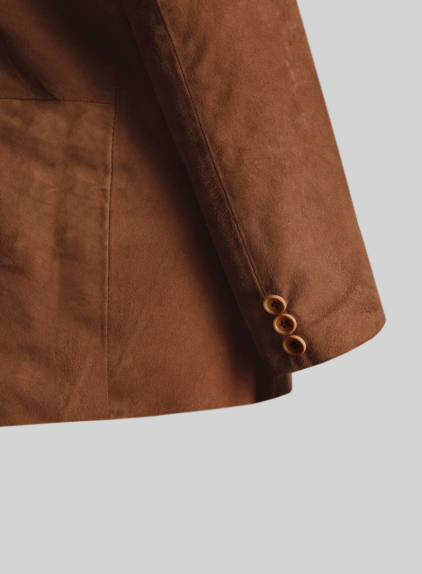 Tan Brown Suede Leather Blazer