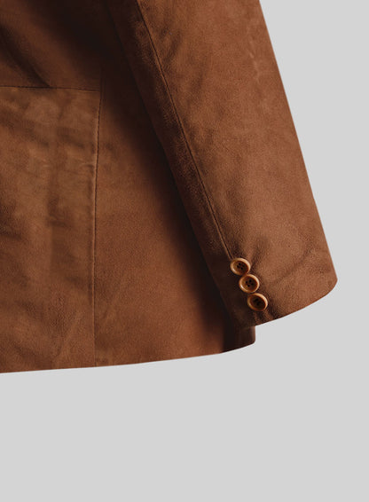 Tan Brown Suede Leather Blazer