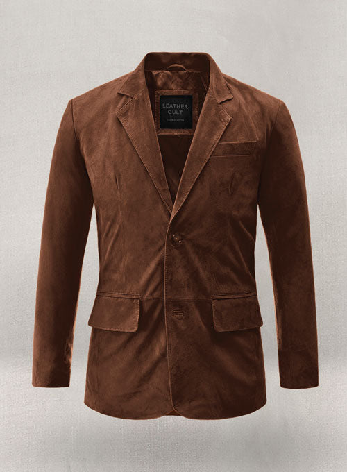 Tan Brown Suede Leather Blazer - LeatherCult