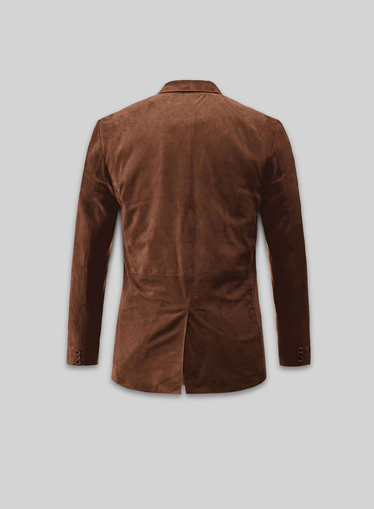 Tan Brown Suede Leather Blazer