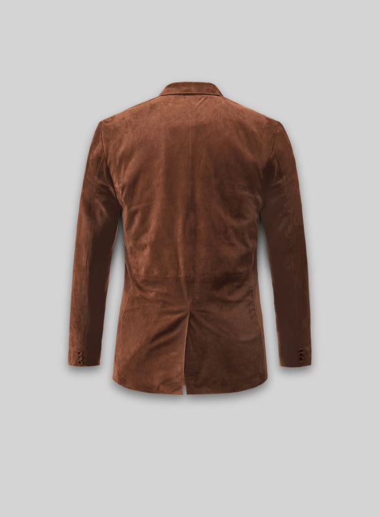 Tan Brown Suede Leather Blazer