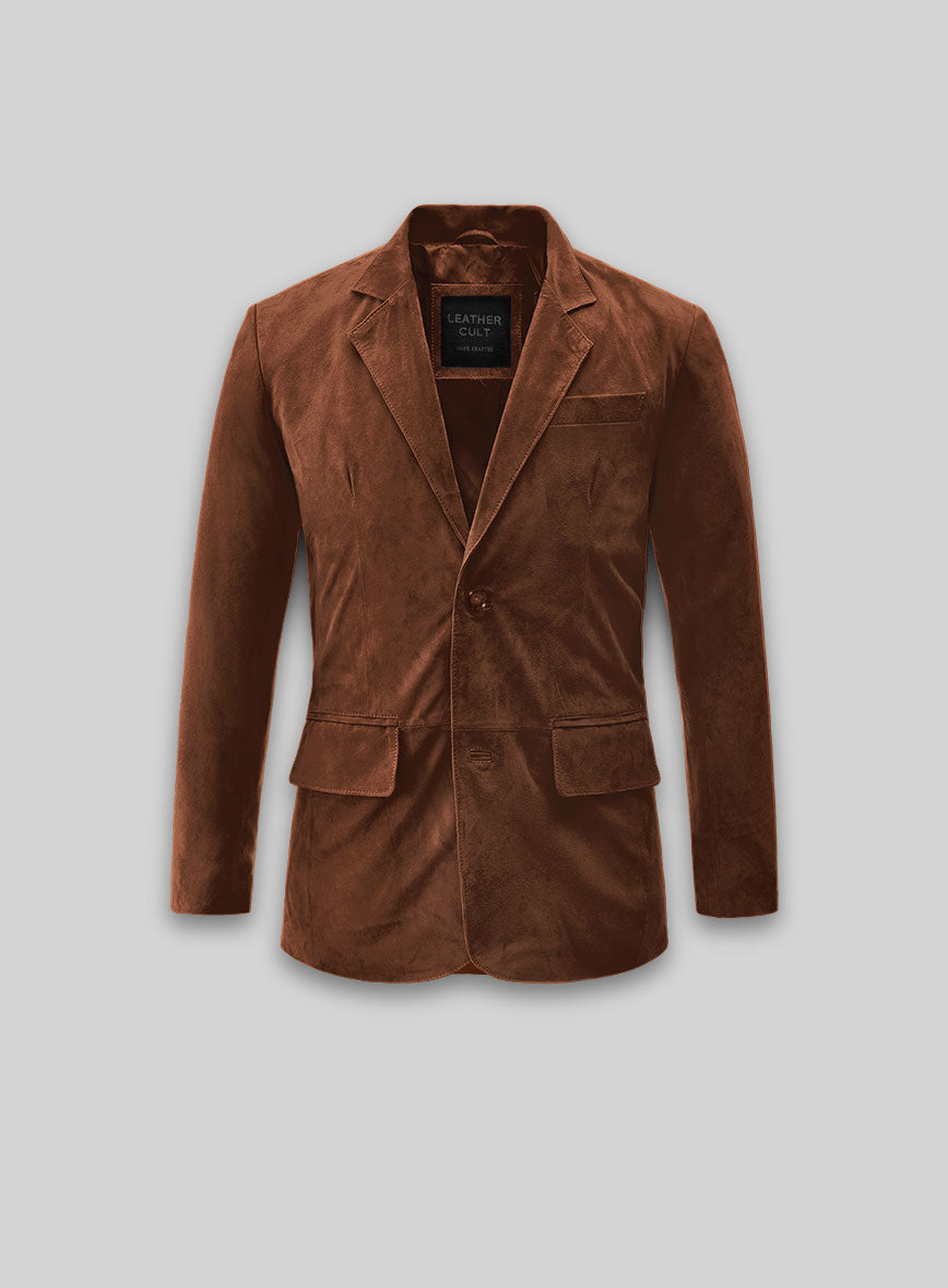 Tan Brown Suede Leather Blazer