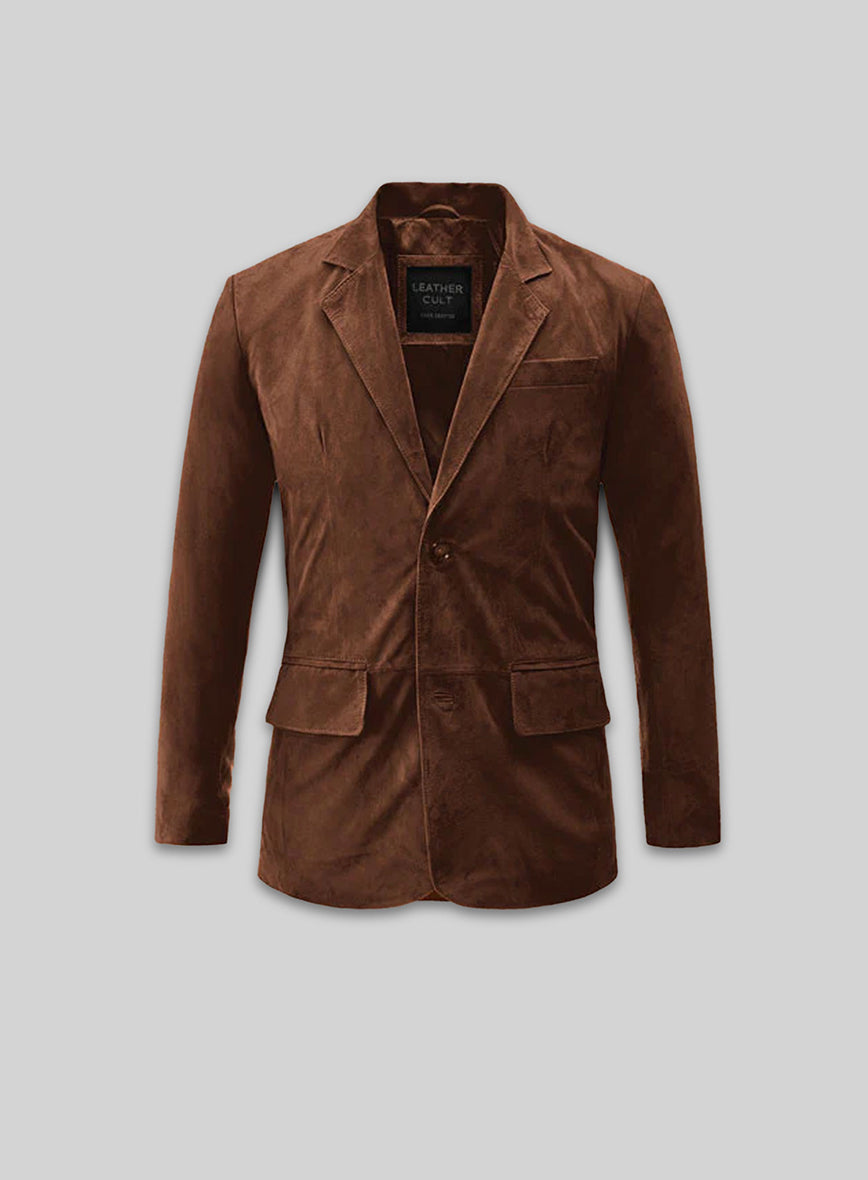 Tan Brown Suede Leather Blazer
