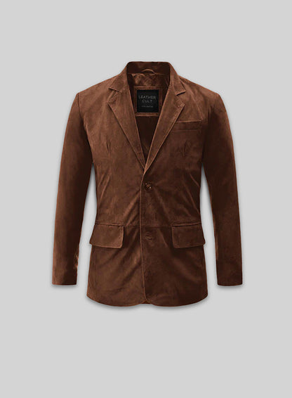 Tan Brown Suede Leather Blazer