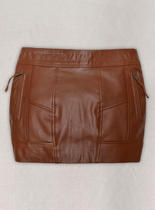 Tan Brown Vicious Leather Skirt # 483 - LeatherCult