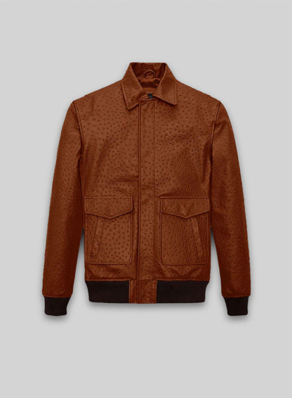 Tan Brown Ostrich Ansel Elgort The Fault In Stars Leather Jacket