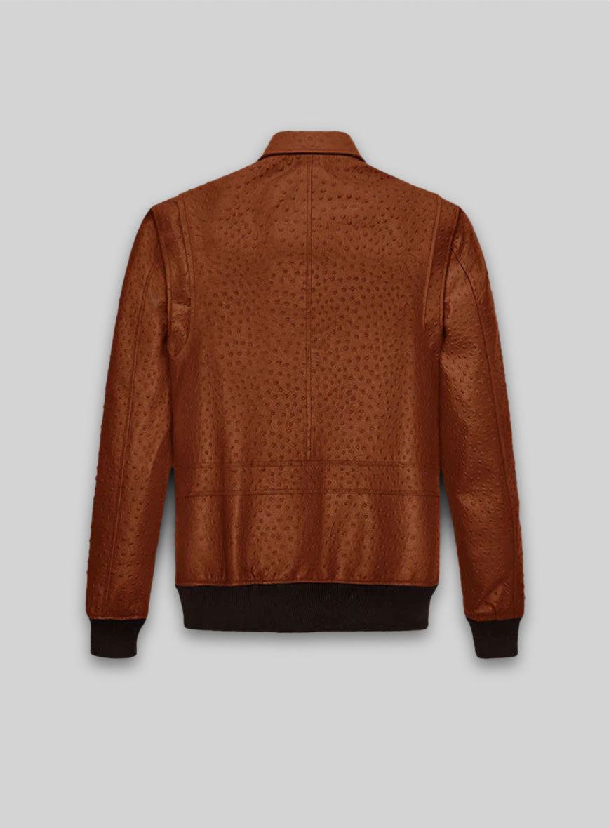 Tan Brown Ostrich Ansel Elgort The Fault In Stars Leather Jacket