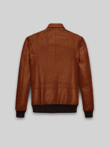 Tan Brown Ostrich Ansel Elgort The Fault In Stars Leather Jacket