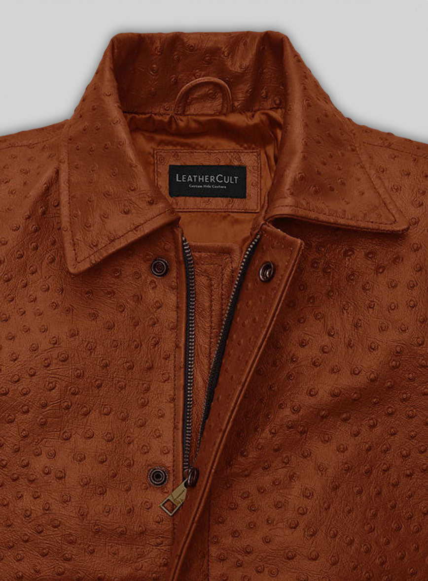 Tan Brown Ostrich Ansel Elgort The Fault In Stars Leather Jacket