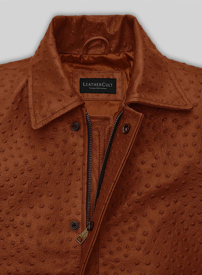 Tan Brown Ostrich Ansel Elgort The Fault In Stars Leather Jacket