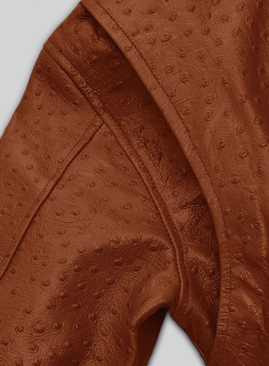 Tan Brown Ostrich Ansel Elgort The Fault In Stars Leather Jacket