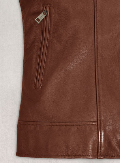 Tan Brown Washed & Wax Taylor Lautner Leather Jacket - LeatherCult