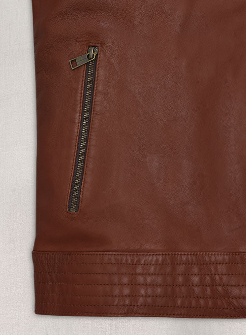 Tan Brown Washed and Wax Leather Jacket # 707 - LeatherCult