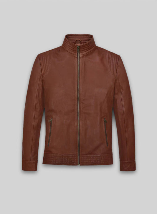 Tan Brown Washed and Wax Leather Jacket # 707