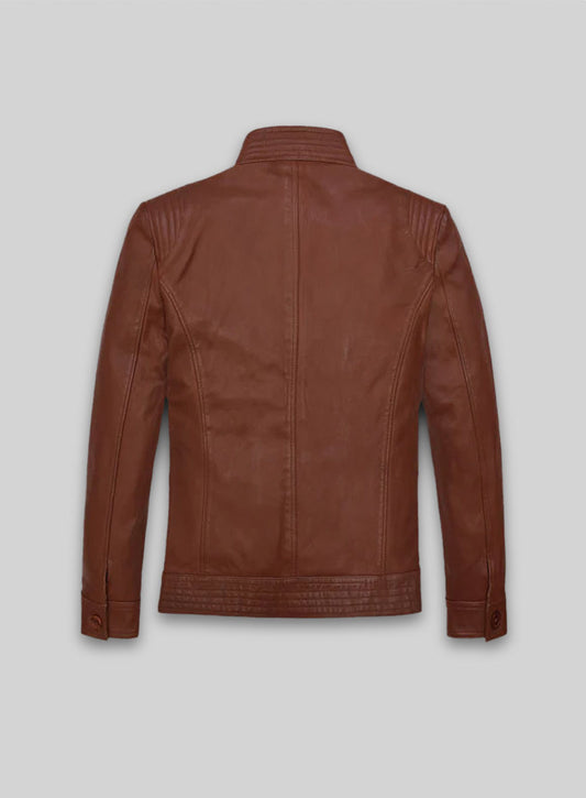 Tan Brown Washed and Wax Leather Jacket # 707