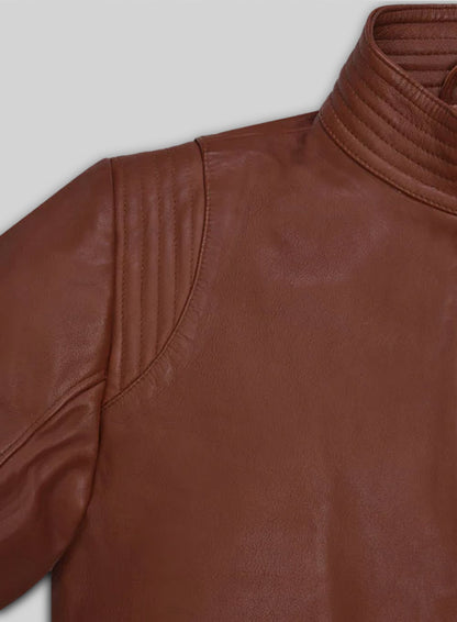 Tan Brown Washed and Wax Leather Jacket # 707