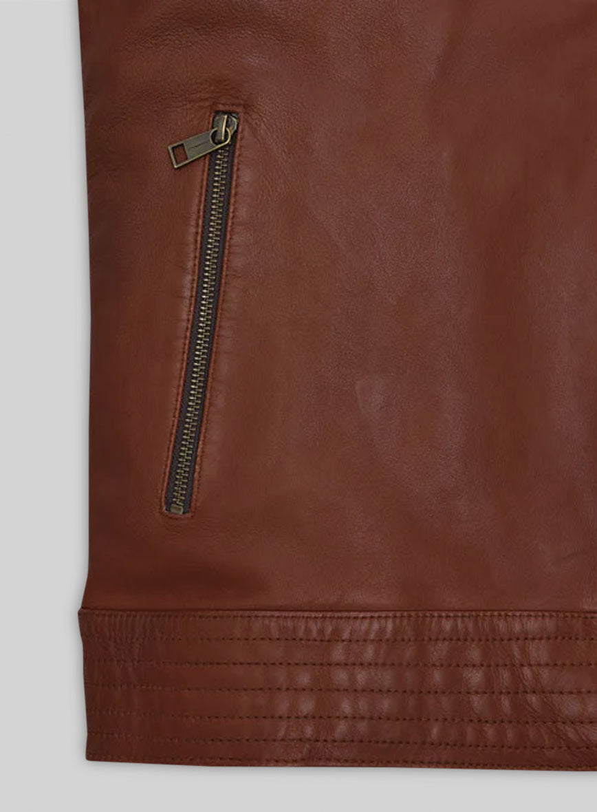 Tan Brown Washed and Wax Leather Jacket # 707