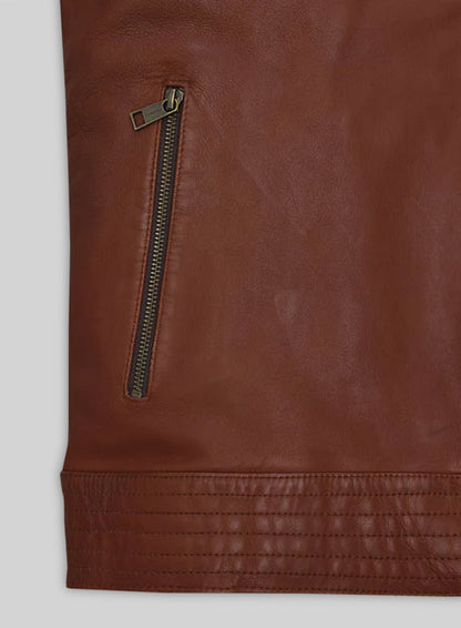 Tan Brown Washed and Wax Leather Jacket # 707