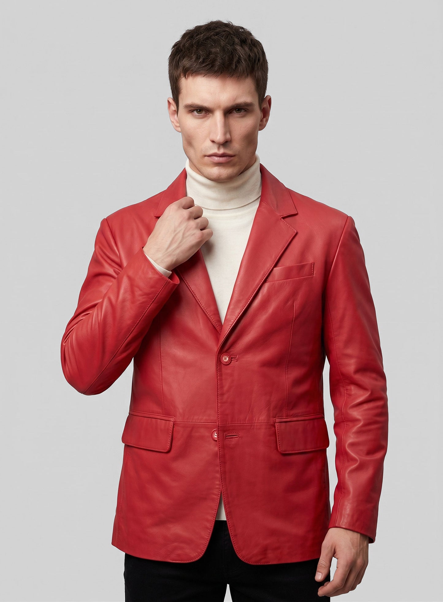 Tango Red Lambskin Leather Blazer
