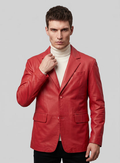 Tango Red Lambskin Leather Blazer