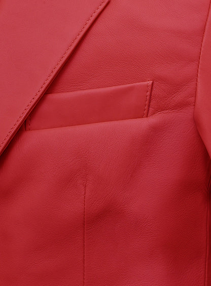 Tango Red Lambskin Leather Blazer