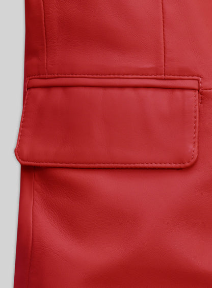 Tango Red Lambskin Leather Blazer