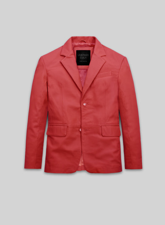 Tango Red Lambskin Leather Blazer