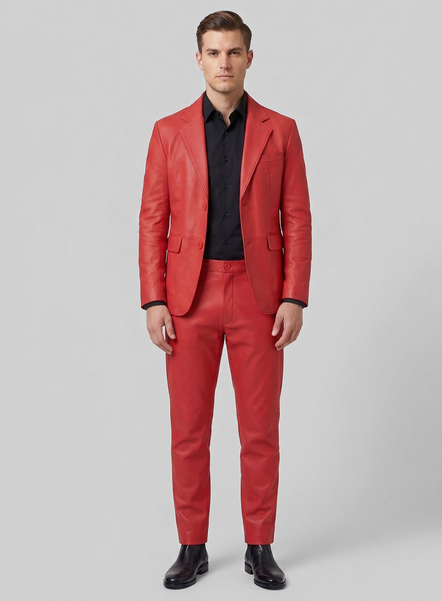 Tango Red Lambskin Leather Suit