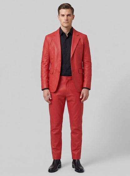 Tango Red Lambskin Leather Suit