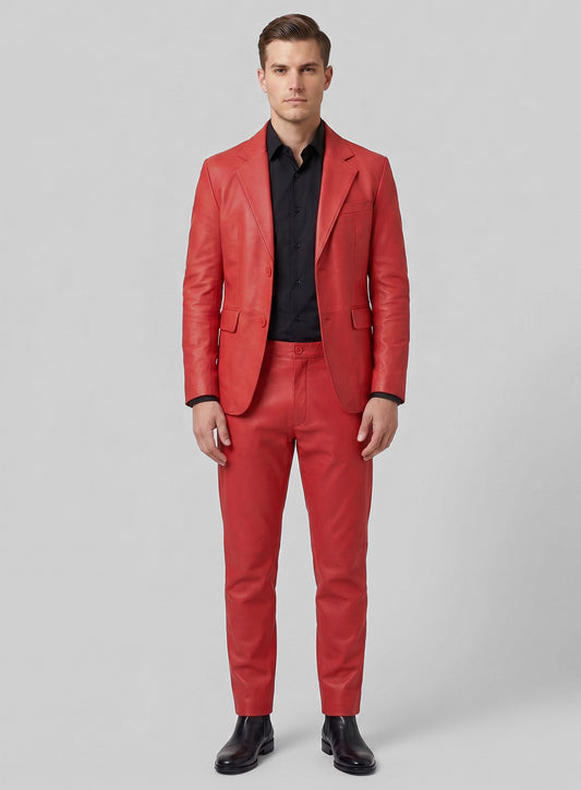 Tango Red Lambskin Leather Suit