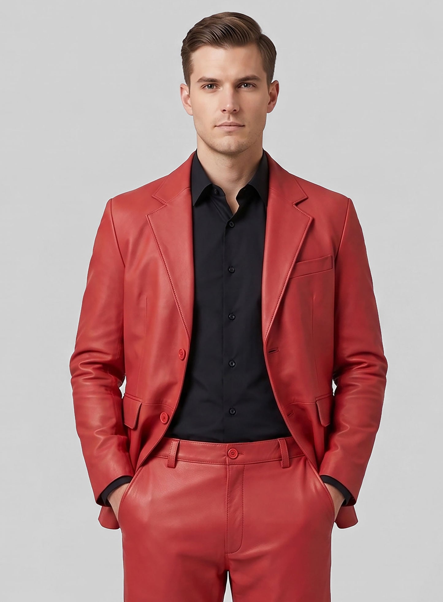 Tango Red Lambskin Leather Suit