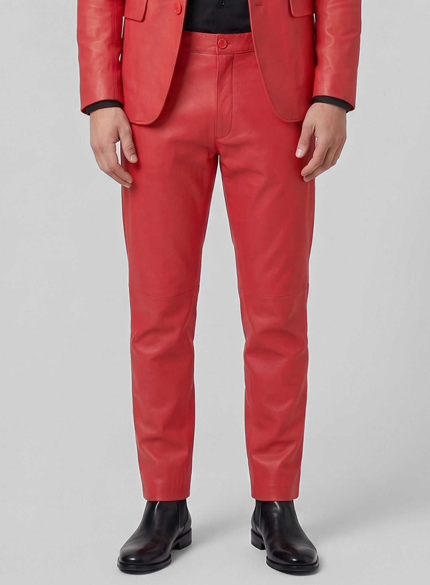 Tango Red Lambskin Leather Suit