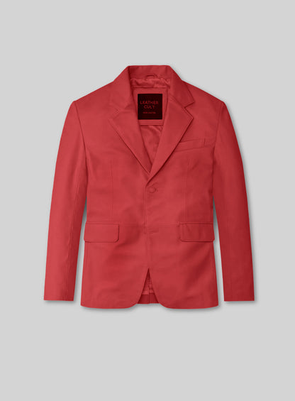 Tango Red Lambskin Leather Blazer