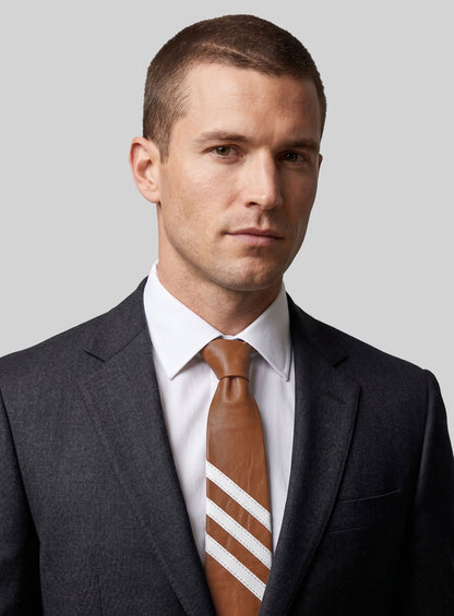 Tarrain Brown Triple Stripe Leather Tie