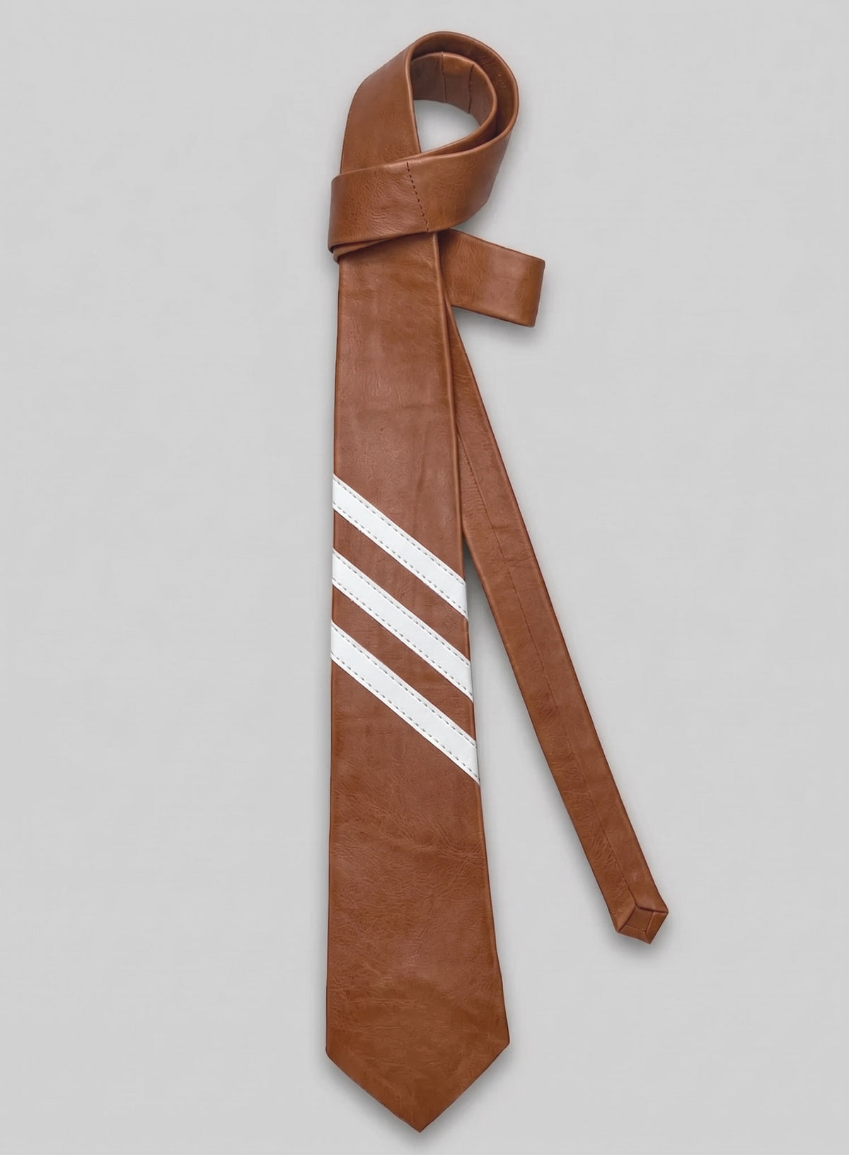 Tarrain Brown Triple Stripe Leather Tie
