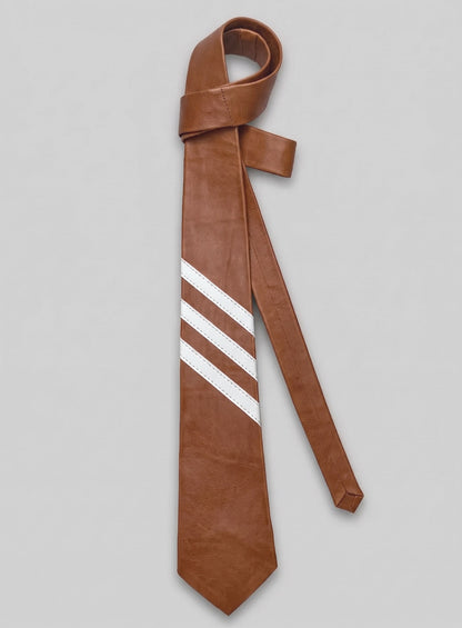 Tarrain Brown Triple Stripe Leather Tie