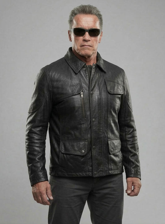 Terminator Genisys Arnold Schwarzenegger Leather Jacket