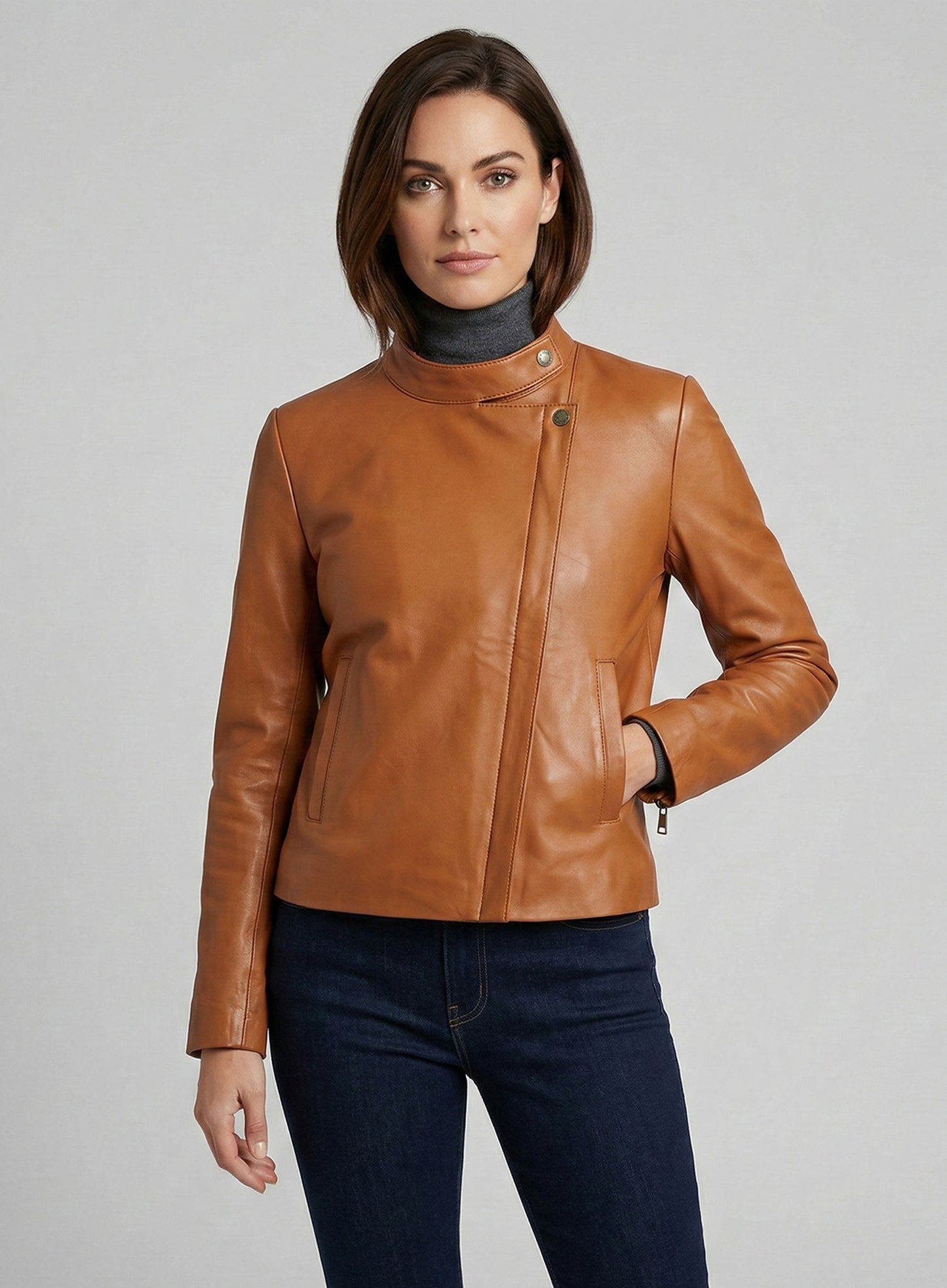 Terrain Brown Ellen Pompeo Leather Jacket #1