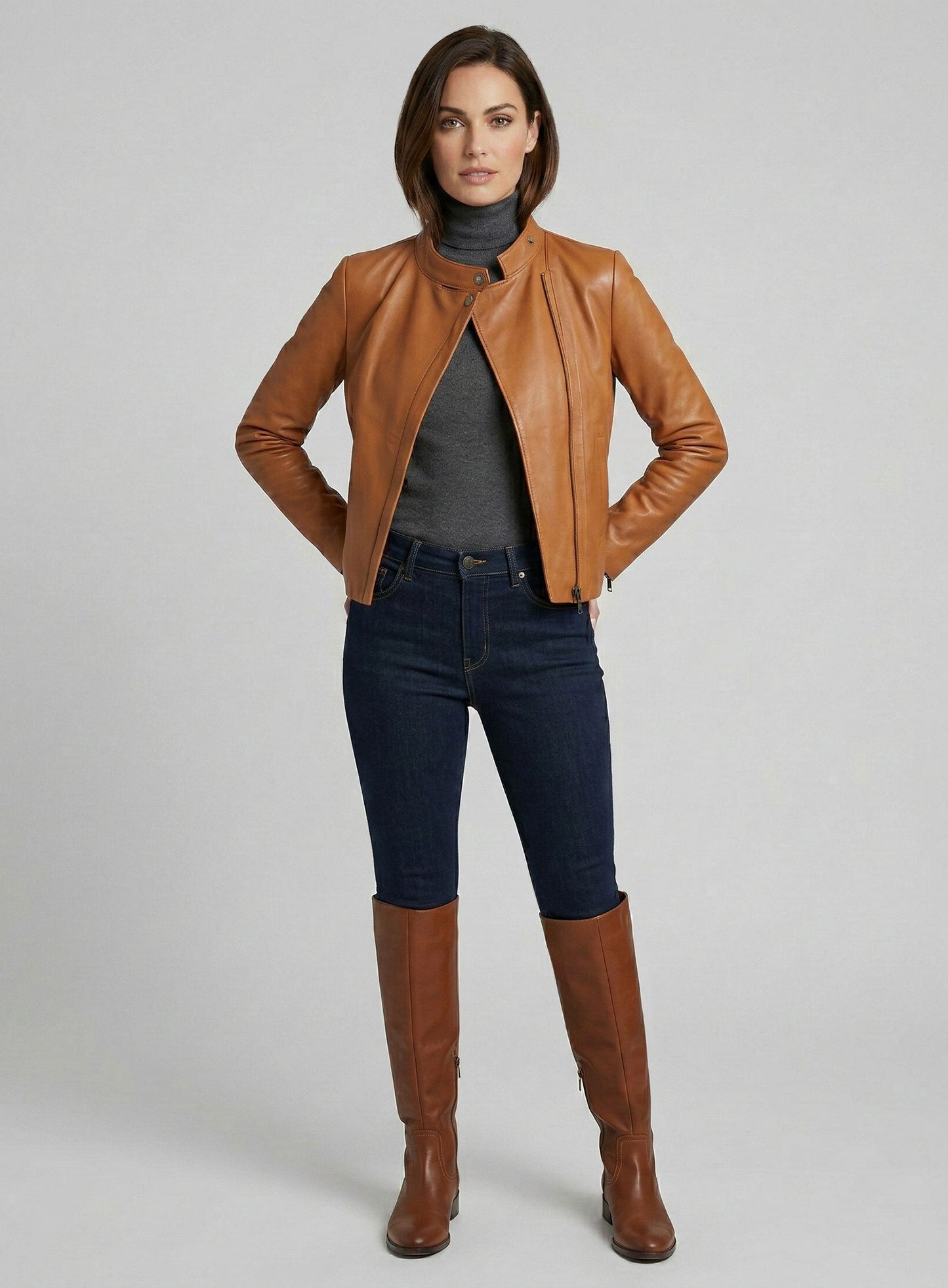 Terrain Brown Ellen Pompeo Leather Jacket #1